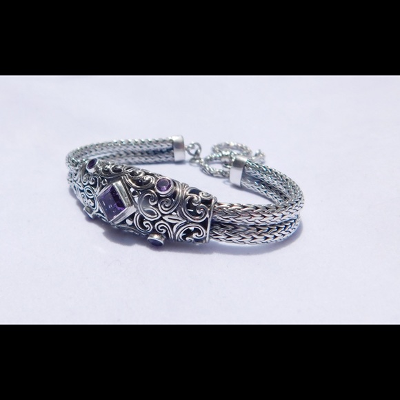 NEW Bali Sterling Silver and Amethyst bracelet - Picture 2 of 5